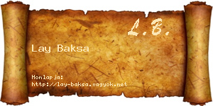 Lay Baksa névjegykártya